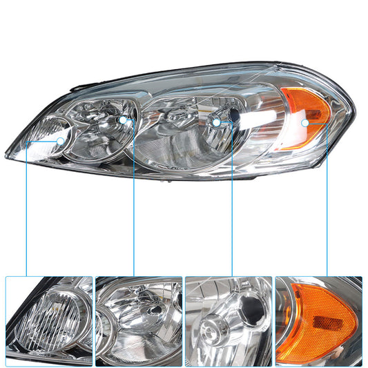 munirater Headlights For 2006-2013 Chevrolet Impala/2014-2016 Impala Limited LH+RH Chorme