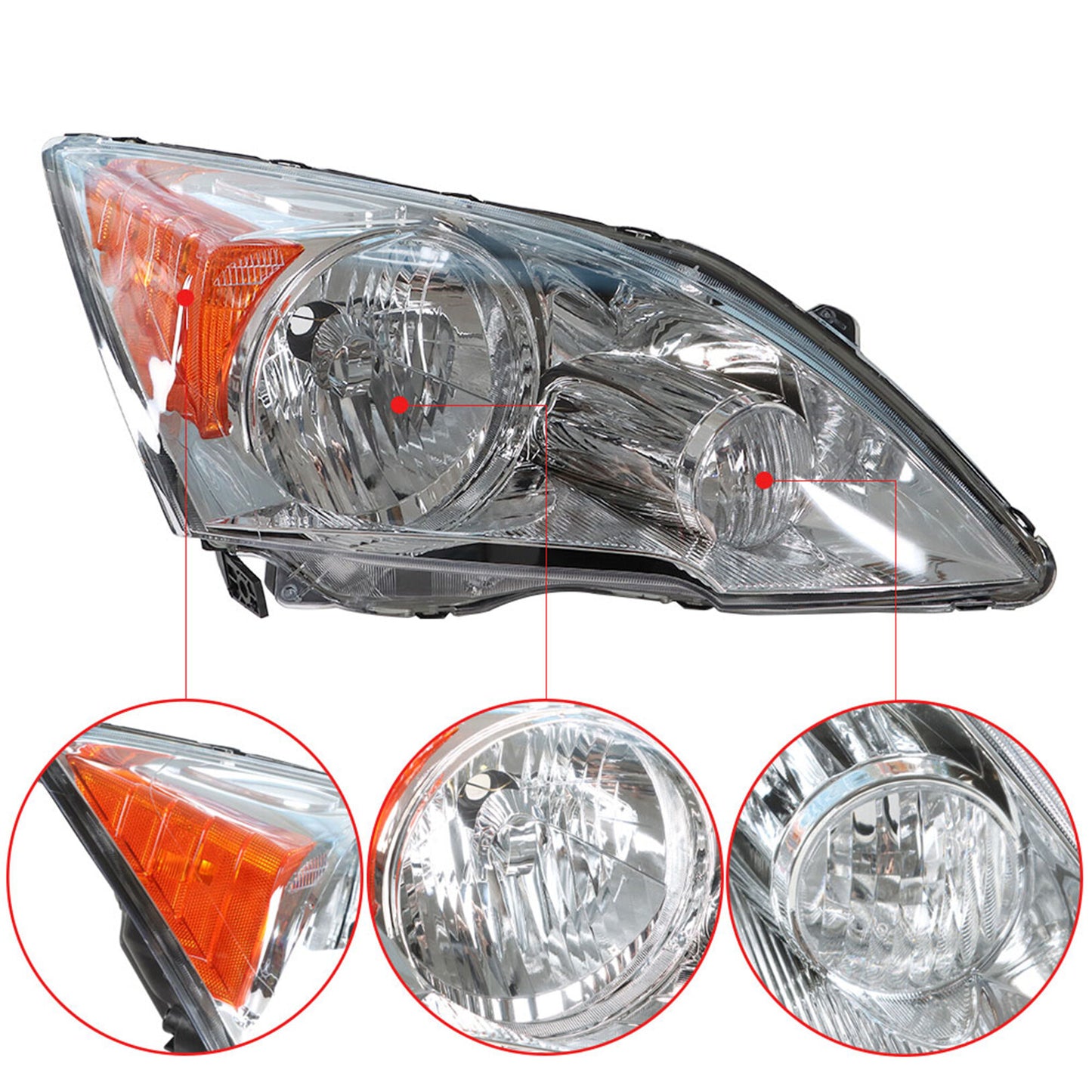 munirater LH&RH Headlights Clear Lens Pair Headlamps For 2007-2011 Honda CR-V