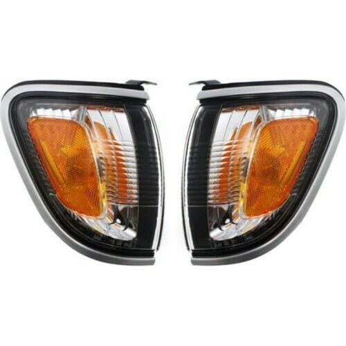 munirater Pair of Park Signal Corner Marker Lights w/Black Trim or Chrome Trim Replacement for 2001-2004 Tacoma Pickup Truck 8162004090C0 8161004090C0