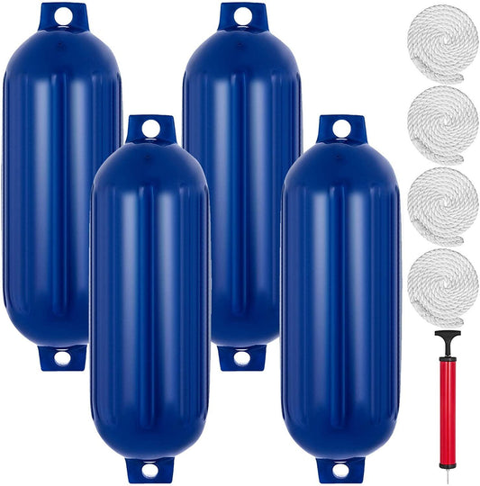 munirater 4 - Pack Ribbed Marine Binocular Fender & Inflator Replacement for Bumper Shield Protection Blue