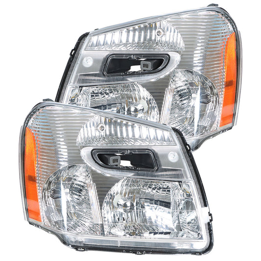 munirater Chrome Housing Headlight Headlamp Assembly Driver and Passenger Side Replacement for 2005-2009 Equinox with Amber Corner 15888058, 15888059
