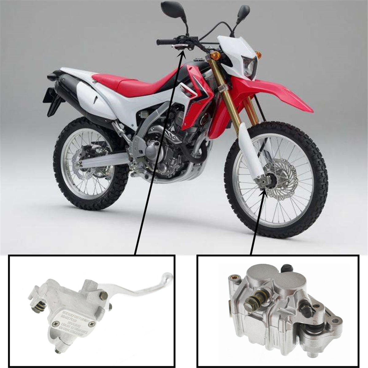 munirater Front Master Cylinder Lever + Brake Caliper Replacement for CR125R 250R CRF250X 450X