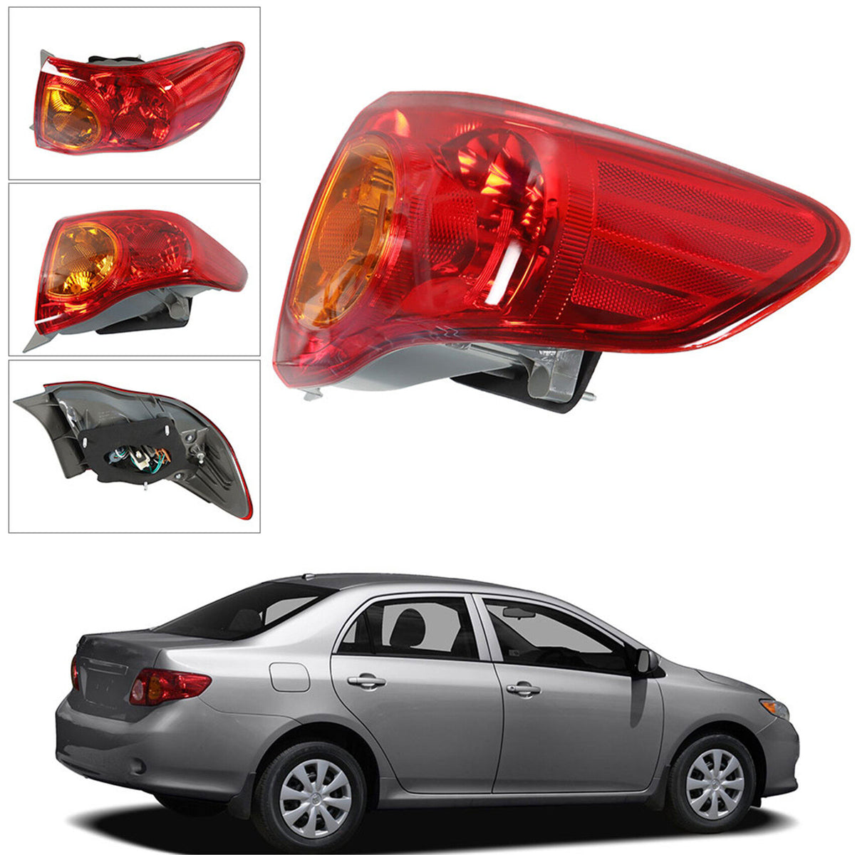 munirater Outer Body Right Tail Light Assembly Replacement for 2009-2010 Toyota Corolla OE-Style, Replaces Tail Light Rear Brake Lamp Passenger Side