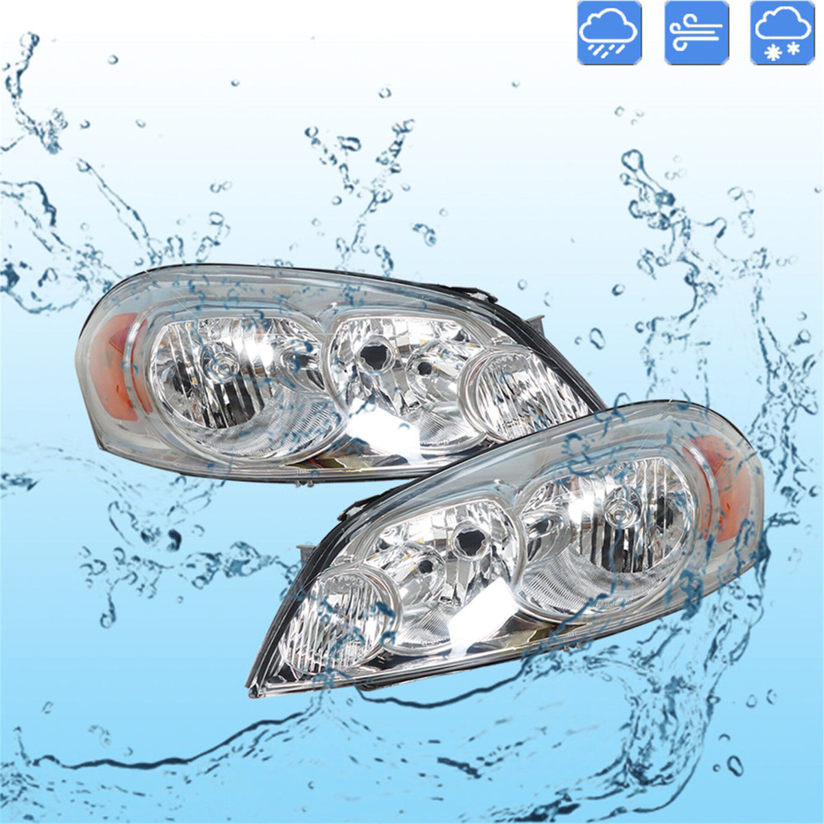 munirater Headlights For 2006-2013 Chevrolet Impala/2014-2016 Impala Limited LH+RH Chorme
