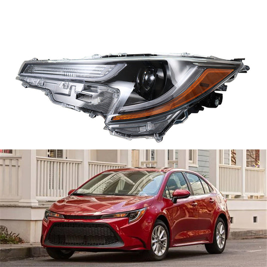 munirater Front Left LED Projector Headlight Headlamp Assembly with Amber Corner Driver Side Replacement for 2020-2021 Corolla L | LE