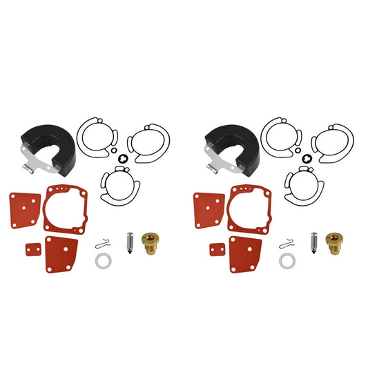 Carburetor Rebuild Repair Kit with Float Replacement for Johnson V4 and V6 60 and 90 Degree 90 100 105 115 150 175 HP Pack of 2
