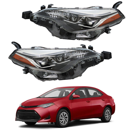munirater Headlight RH+LH Fit For 2017-2019 Toyota Corolla SE XSE XLE Halogen w/ LED DRL