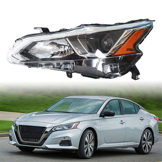 munirater Driver Side Chrome Projector Headlight Assembly Replacement for 2019 2020 Nissan Altima, Replaces Halogen Headlight w/o LED 26060-6CA0A