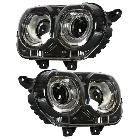 munirater Headlights For Dodge Challenger 2015-2018 LED Assembly Black Housing Right&Left