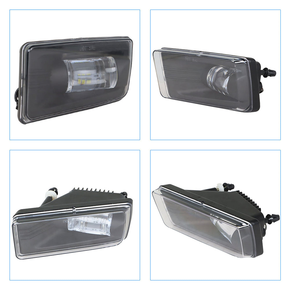 munirater 2-Pack LED Front Fog Light Assembly with Bulbs and Wiring Kit Driver and Passenger Side Replacement for 2007-2013 Silverado