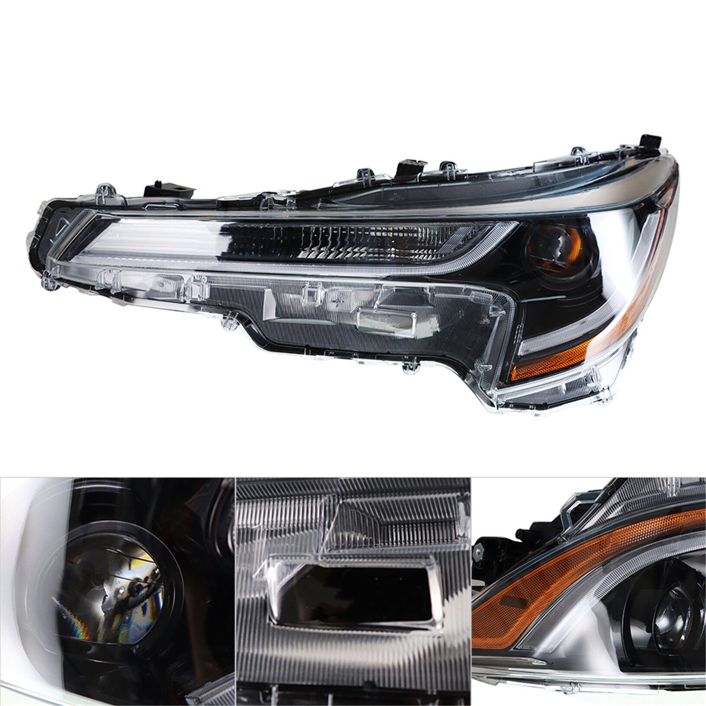 munirater Front Left LED Projector Headlight Headlamp Assembly with Amber Corner Driver Side Replacement for 2020-2021 Corolla L | LE