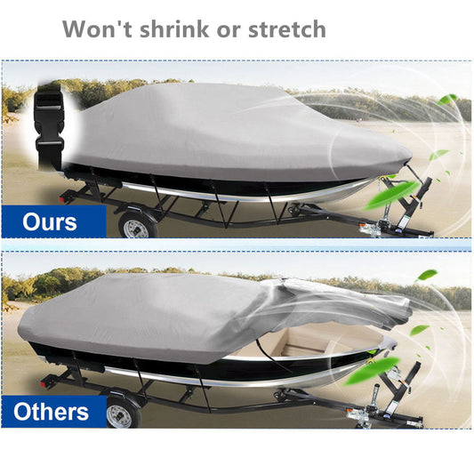 munirater 14-16Ft Boat Cover Gray Beam Width Heavy Duty PEVA Cotton Boat Cover Replacement for V-Hull Tri-Hull Fishing Ski Pro-Style Bass Boat
