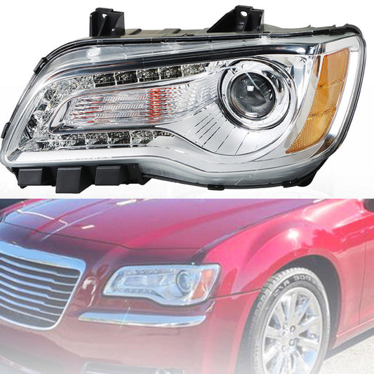 munirater Driver Left Headlight Assembly For 2011-2014 Chrysler 300 Halogen Chrome