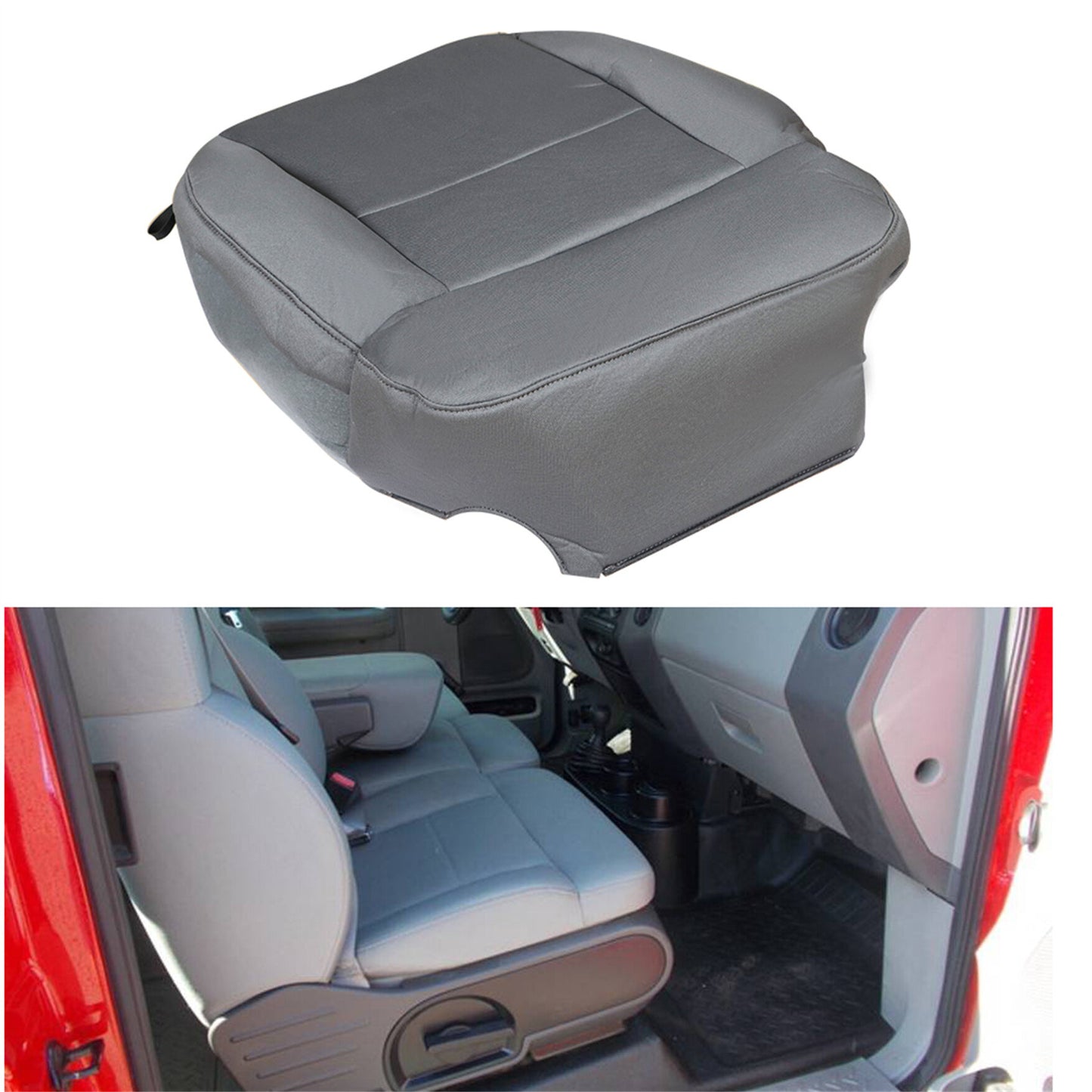 munirater Gray Driver Side Cloth Seat Cover Replacement for 2004 2005 2006 2007 2008 F150 STX XL