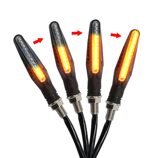 munirater Motorcycle Universal LED Turn Signals Lamp Amber Brake Lights Two Side Sequential Flowing