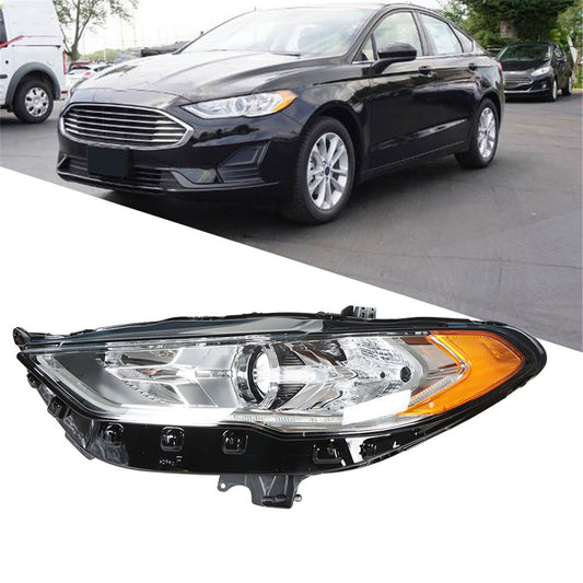 munirater Driver Side Halogen Projector Headlight Headlamp Assembly w/LED DRL Amber Corner Replacement for 2017-2019 Fusion FO2502350
