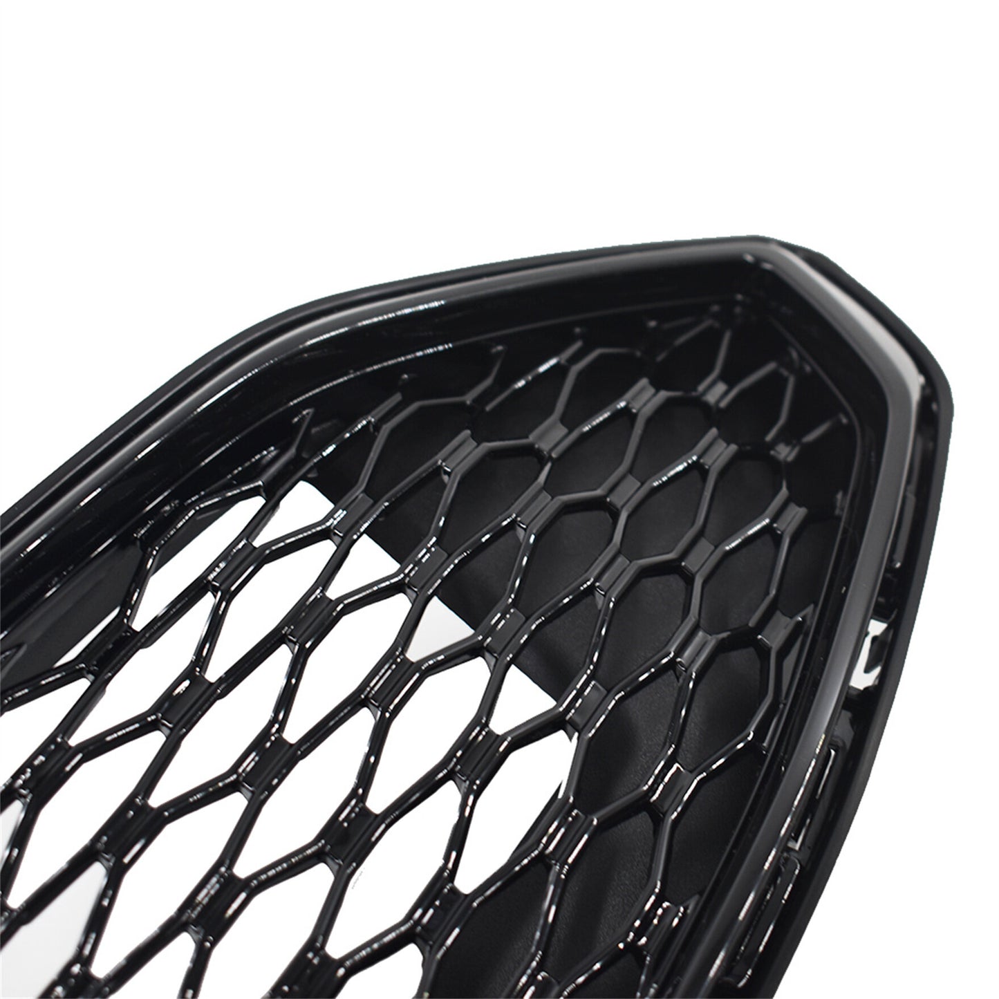 Front Hood Bumper Grill Honeycomb Gloss Black Grille Cover Replacement for 2017 2018 Fusion