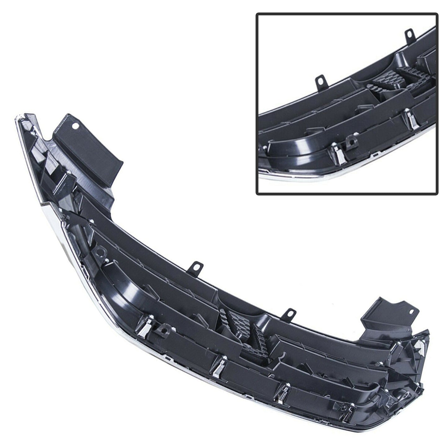 munirater Front Bumper Upper Grille Chrome & Black Replacement for 2013-2015 Accord 4 Door