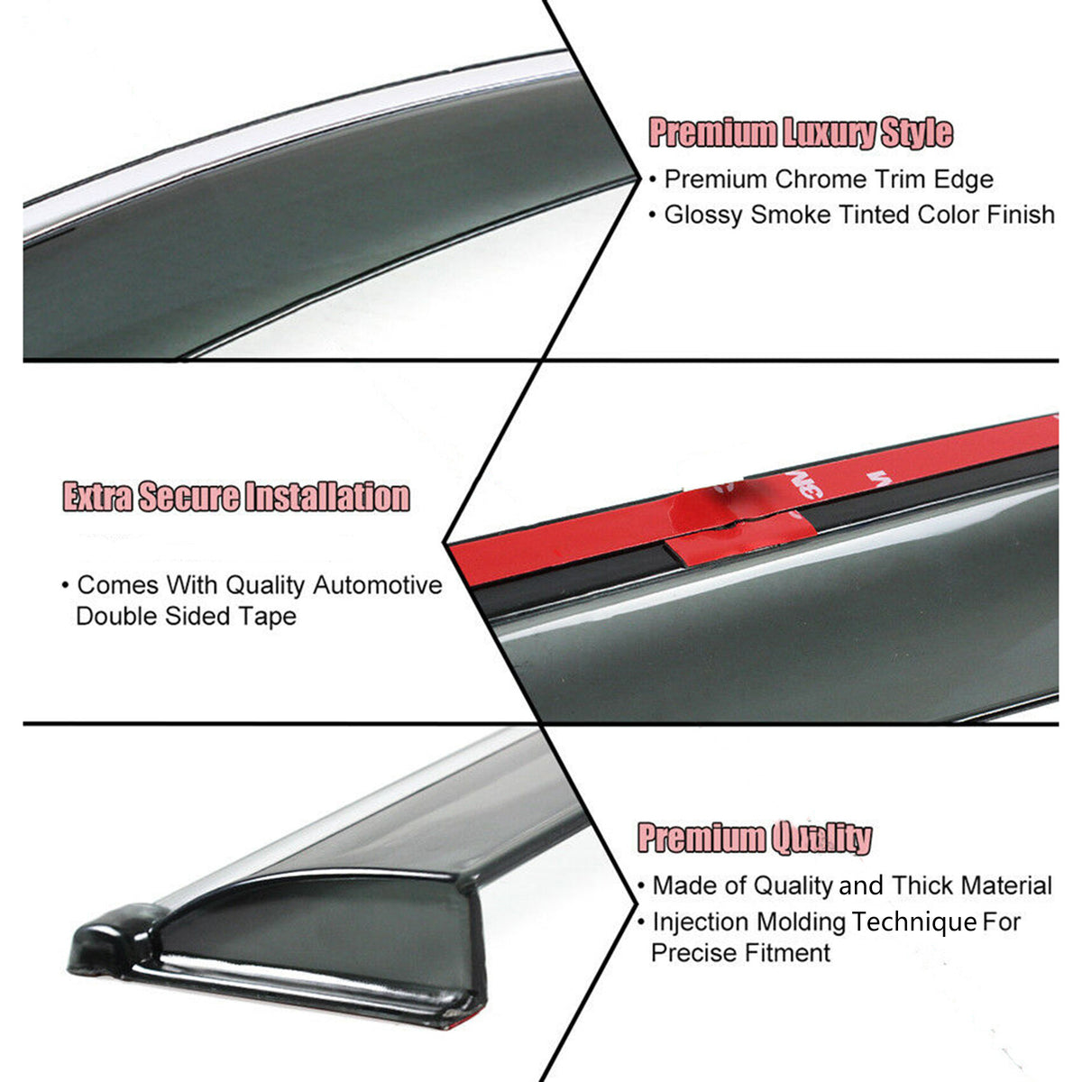 munirater Side Window Visor Vent Rain Guard Replacement for 2014-2021 Q50