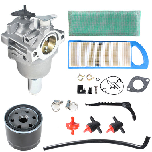 munirater 791858 Carburetor Replacement for Briggs & Stratton 591731 593433 594593 698620 697190 791858 794572 796109 14-18hp Craftsman Lawn Tractor Mower with Air Filter Fuel Line Kit