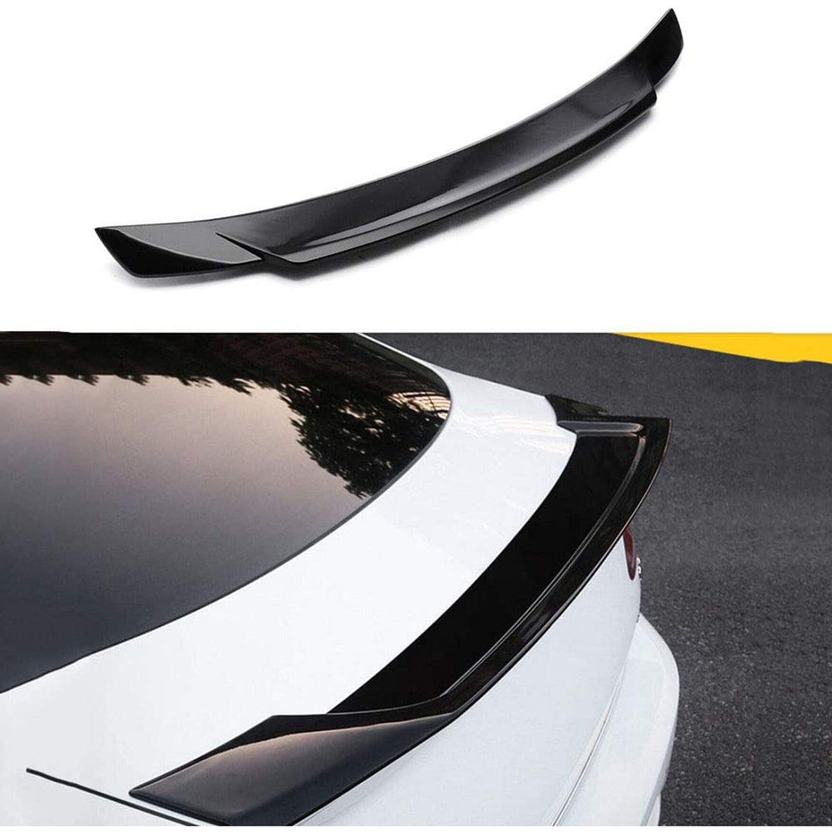 munirater Small Duckbill Trunk Spoiler Wing Replacement for 2016-2021 Honda Civic 4DR Sedan Matt Blk JDM