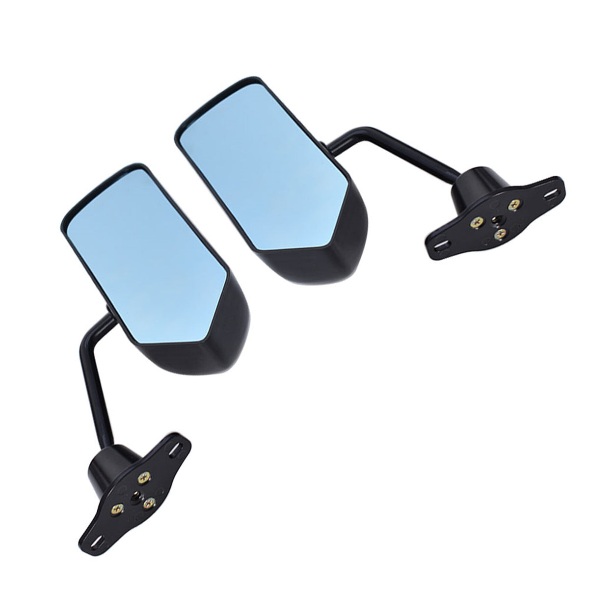 munirater 2PCS Side Rearview Wing Mirrors F1 Style Universal Racing Glass Black