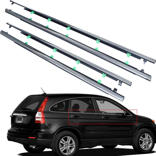 Chrome & Black Outer Window Weatherstrip Kit for 2007-2011 Honda CR-V, 4-Piece