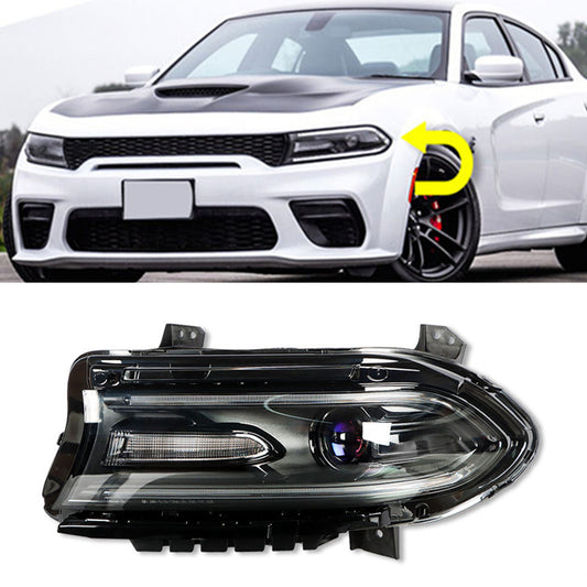 munirater Headlight Black Housing For Dodge Charger 2015 2016 2015-2020 Left Side Headlamp