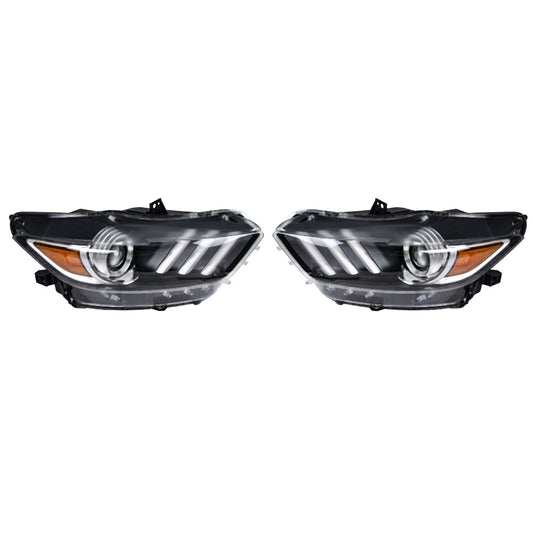 munirater Headlight Assembly Right Side Headlamp LED Tube Projector Replacement for 2015 2016 2017 Mustang FR3Z13008K FR3Z13008J FO2518124 FO2519124