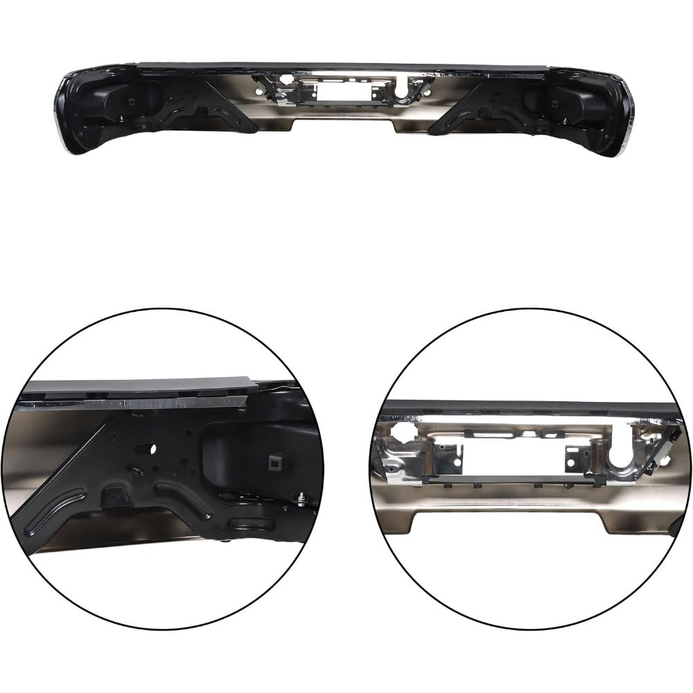 Chrome Rear Step Bumper for Chevrolet Silverado & GMC Sierra 2500 / 3500 2020-2025, with Sensor Holes