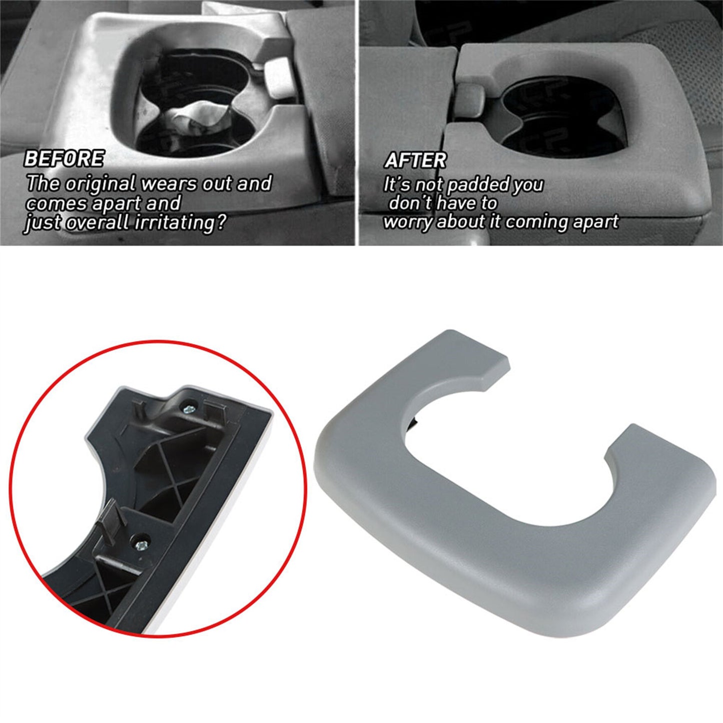 munirater Front Center Console Cup Holder Pad Light Gray Replacement for F150 1997-2003