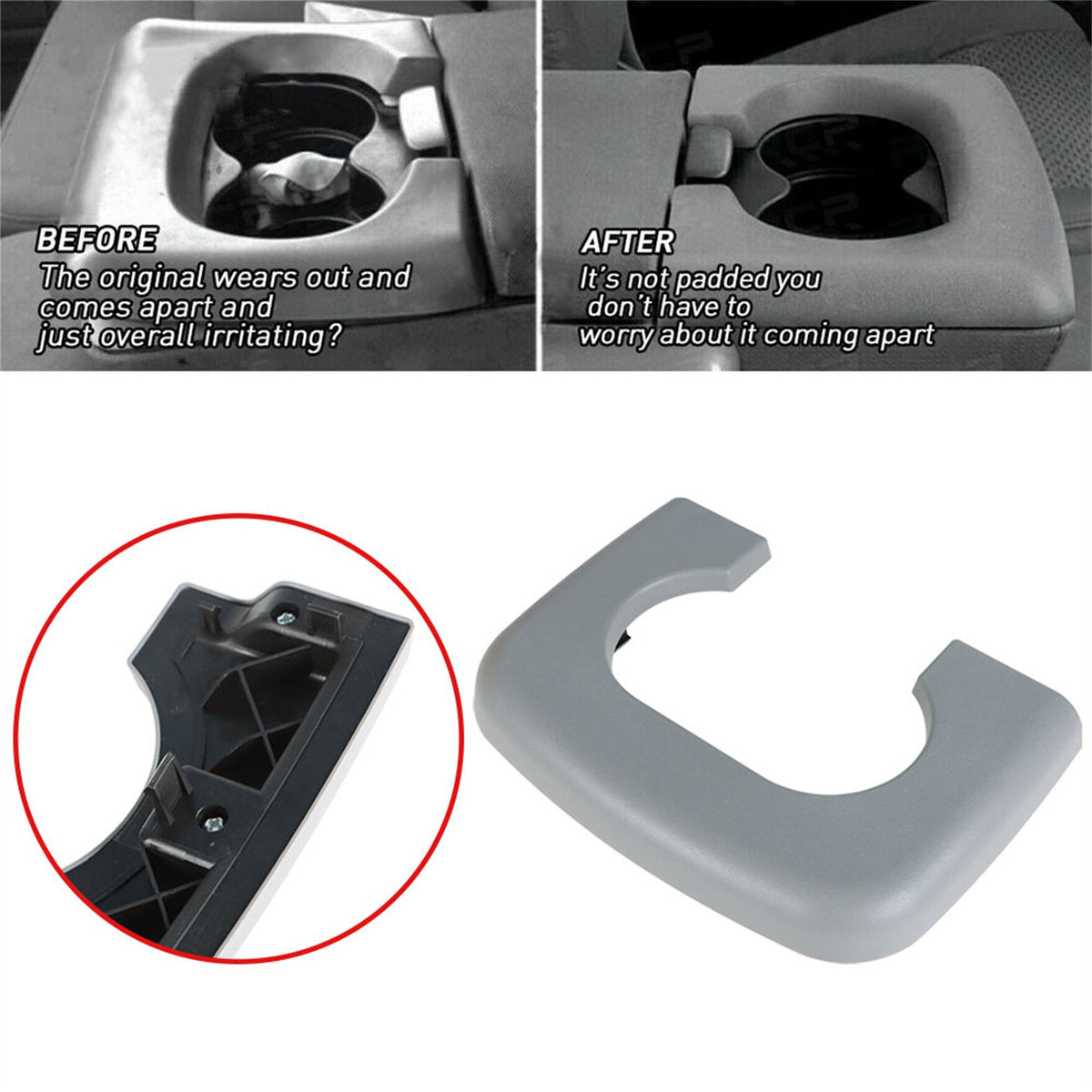 munirater Front Center Console Cup Holder Pad Light Gray Replacement for F150 1997-2003