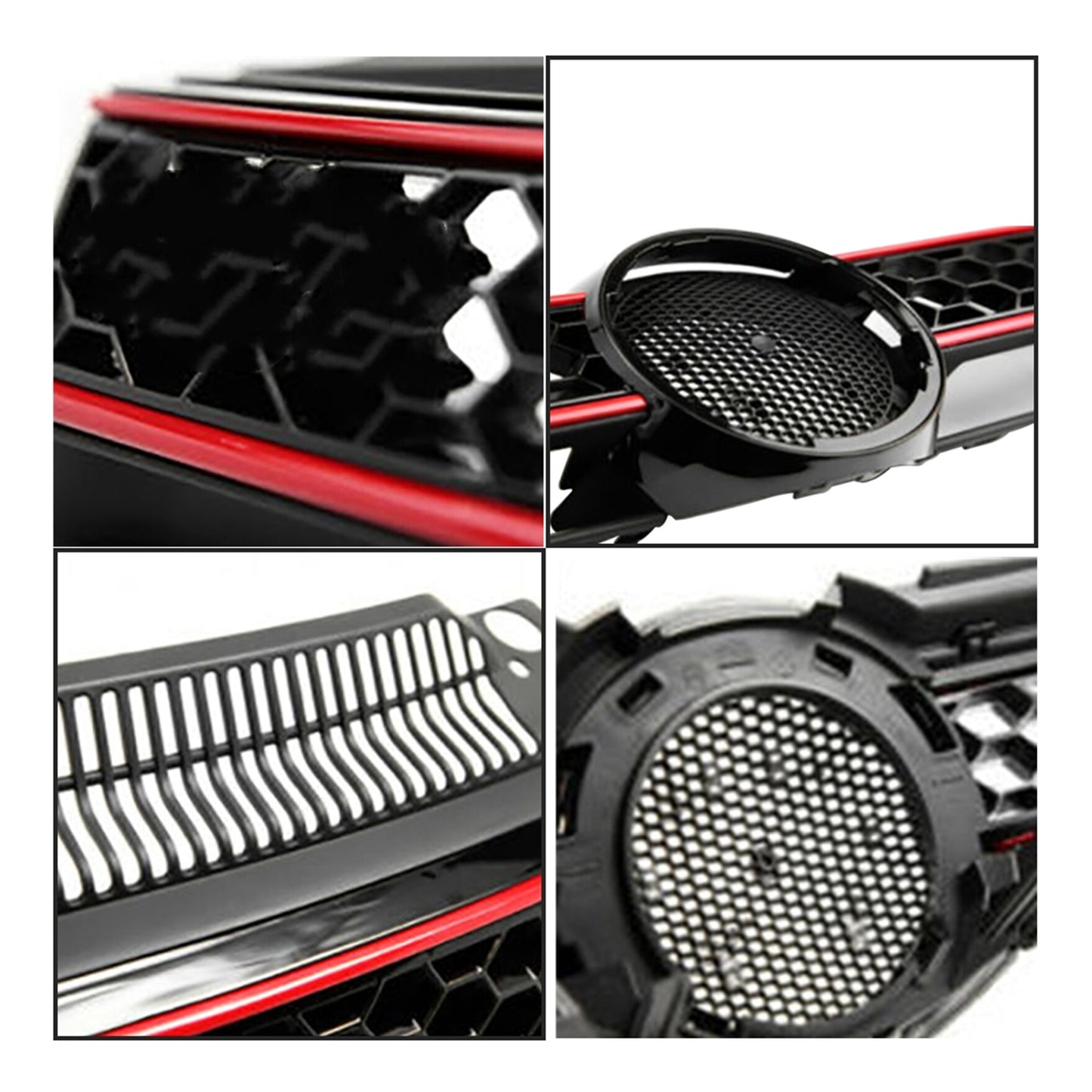 munirater Front Bumper Automotive Grille Black with Red Line Replacement for 2010-2014 Golf Jetta MK6