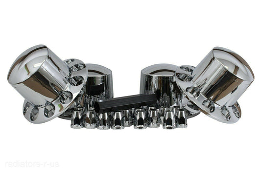 munirater 4PCS Rear Wheel Axle Hub Cover Kit 33mm Nut Covers Chrome ABS Plastic Replacement for Semi-Truck