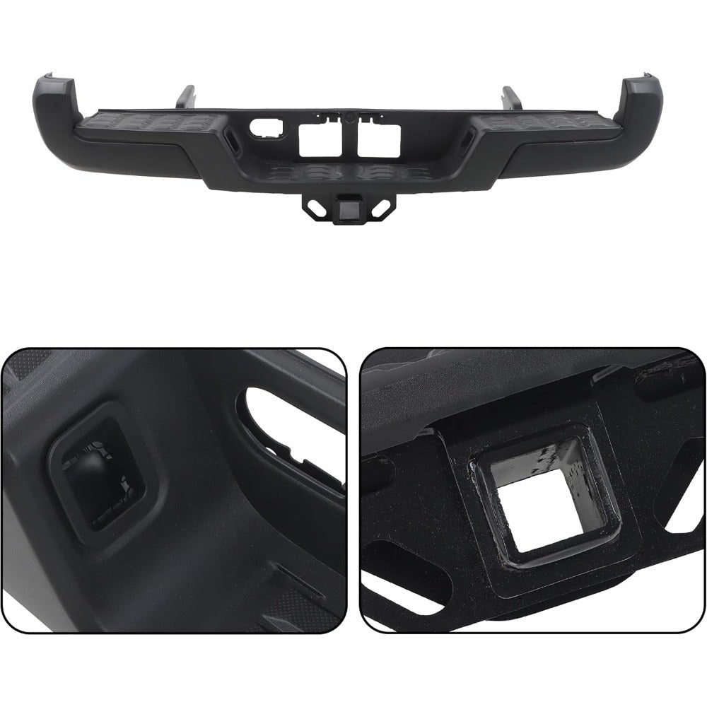 Black Steel Rear Step Bumper for Toyota Tacoma 2016-2023, TO1103128
