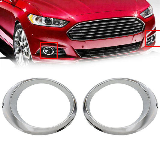 munirater 1 Pair of Fog Light Bezel Chrome Trim Ring Replacement for 2013-2016 Fusion Driver & Passenger Side DS7Z-17E811-AA DS7Z-17E810-AA