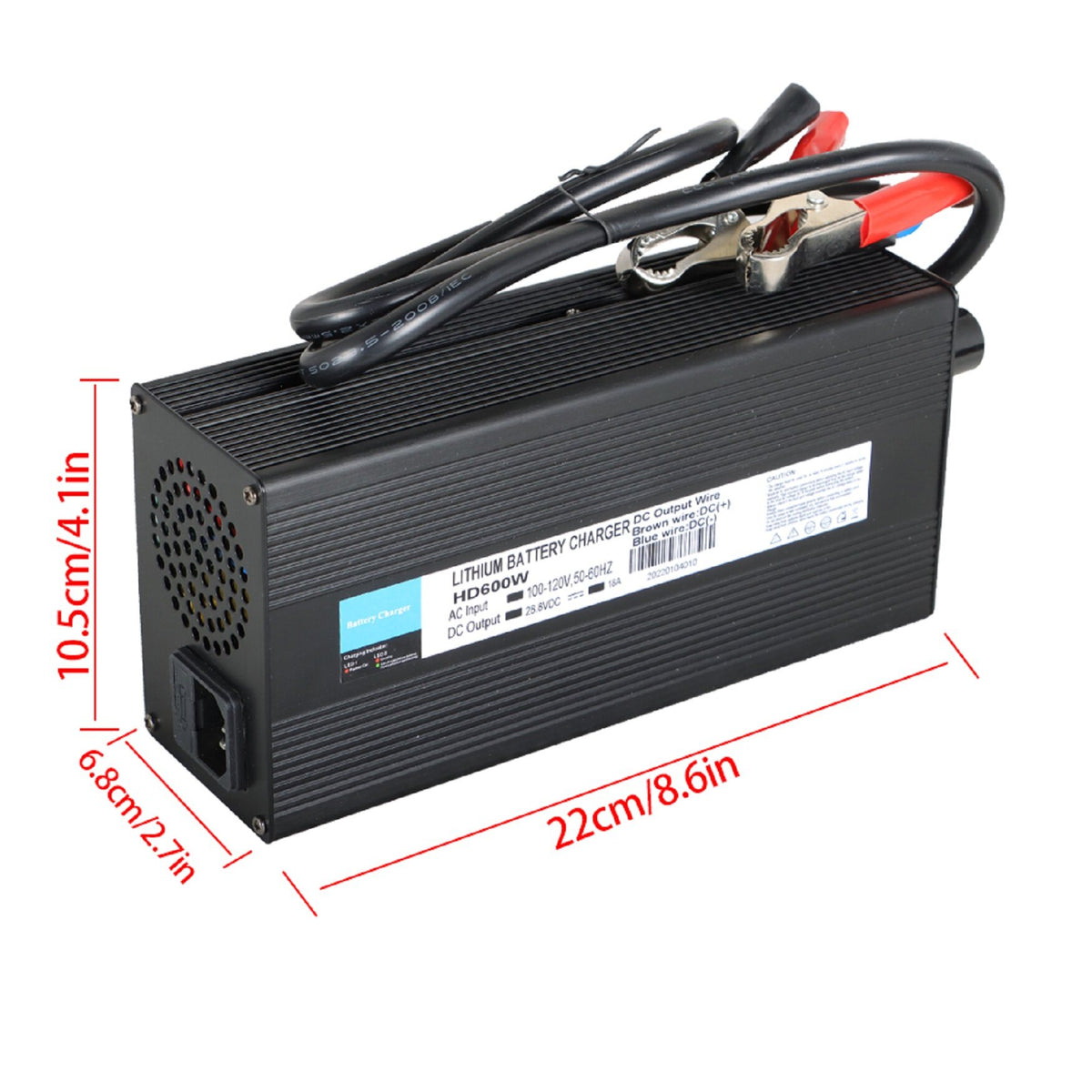 munirater 28.8V 18A Smart Battery Charger with Alligator Clips Replacement for Lithium LiFePO4 Deep Cycle Rechargeable Batteries