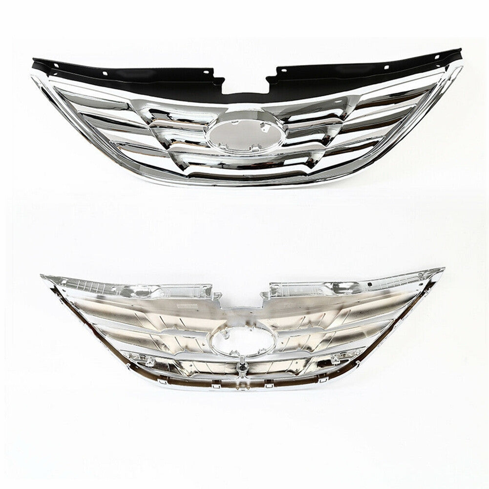 munirater Front Bumper Grille Assembly Black Chrome Replacement for 2011-2013 Sonata