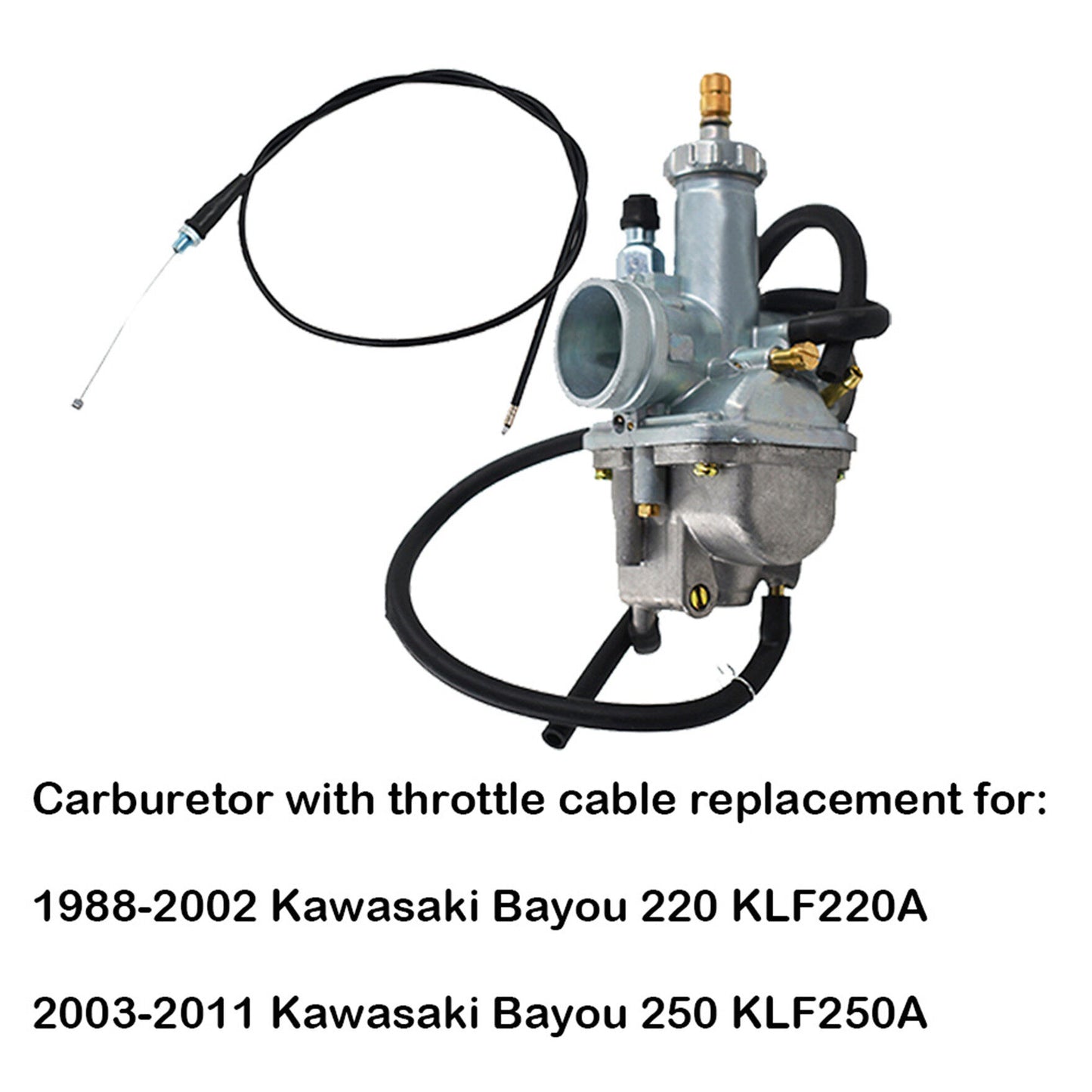 munirater Carburetor & Throttle Cable Replacement for Kawasaki Bayou 220 250 KLF220 KLF250A