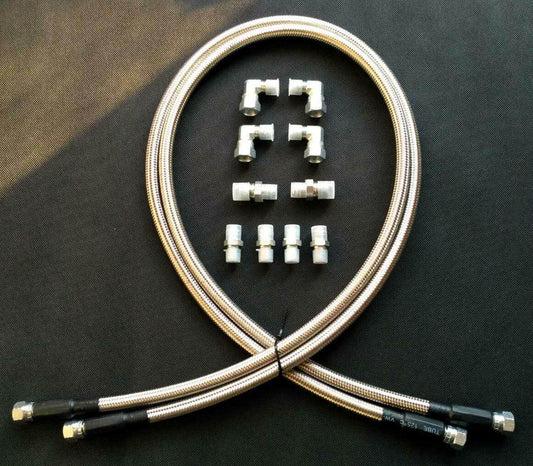 munirater Stainless Steel Braided 52inch Long Transmission Cooler Hoses Lines Kit Replacement for TH350 700R4 TH400