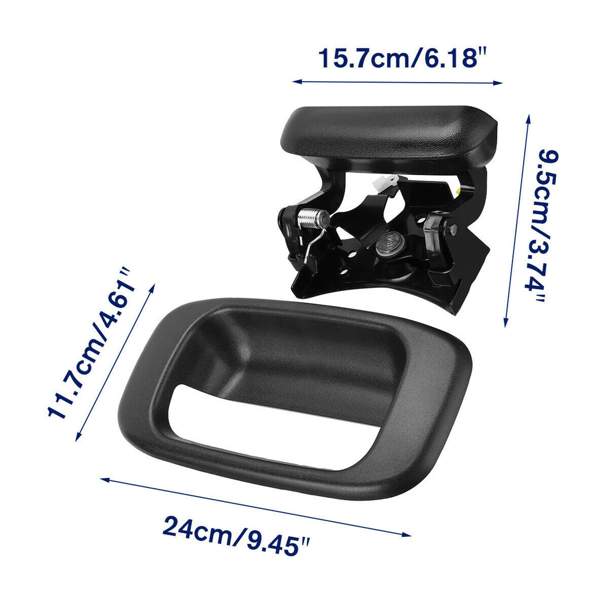 munirater Tailgate Handle/Bezel Trim with Handle Rod Clip Replacement for 1999-2007 Silverado GMC Sierra