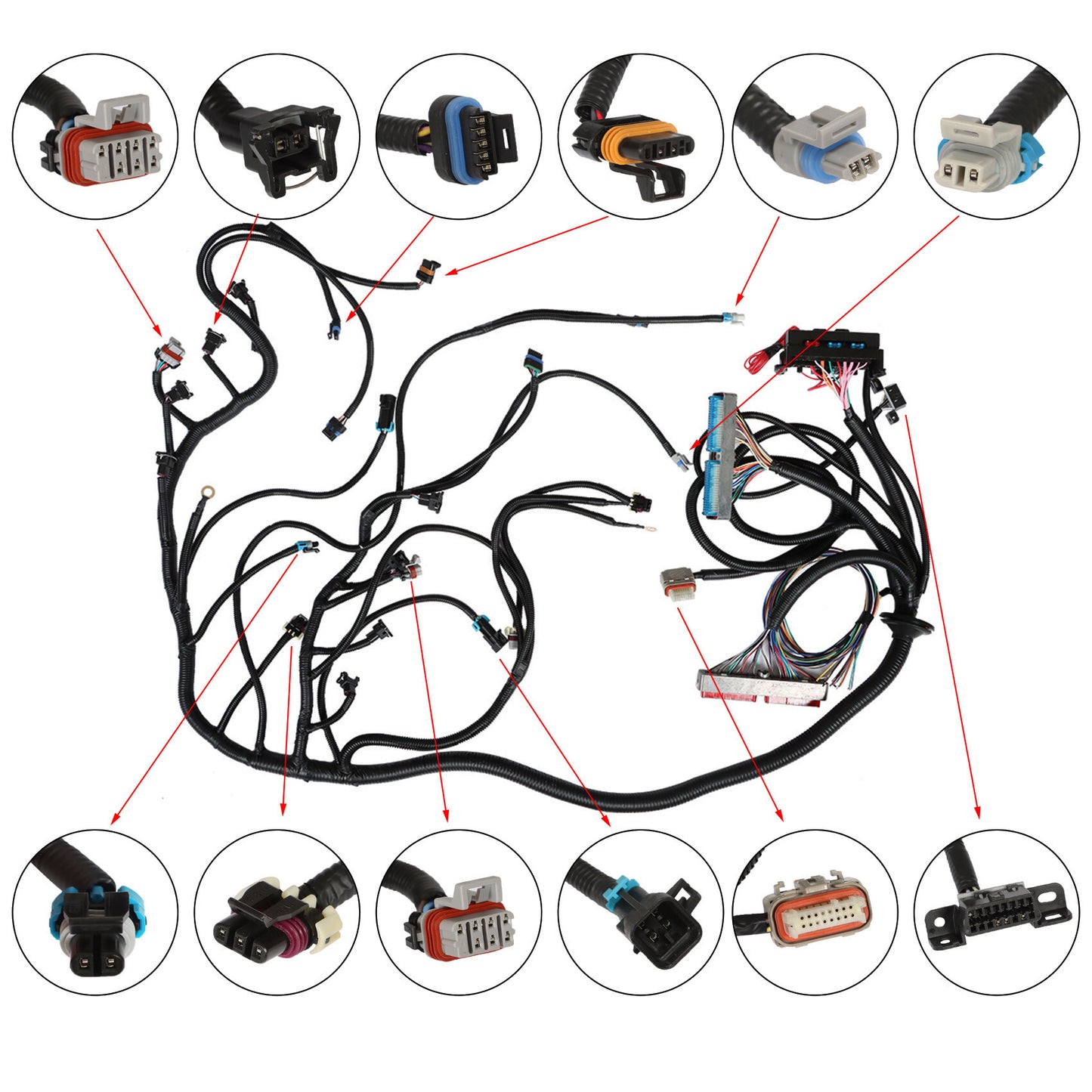 Premium Drive By Wire Standalone Wiring Harness Kit for 4L80E Transmission - Copper Core, ALDL Connector, ATO Style Fuse Block