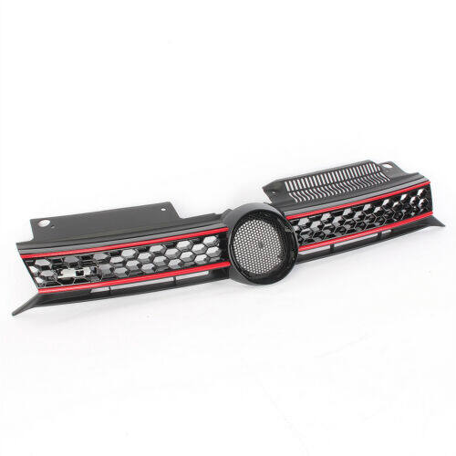 munirater Front Bumper Automotive Grille Black with Red Line Replacement for 2010-2014 Golf Jetta MK6