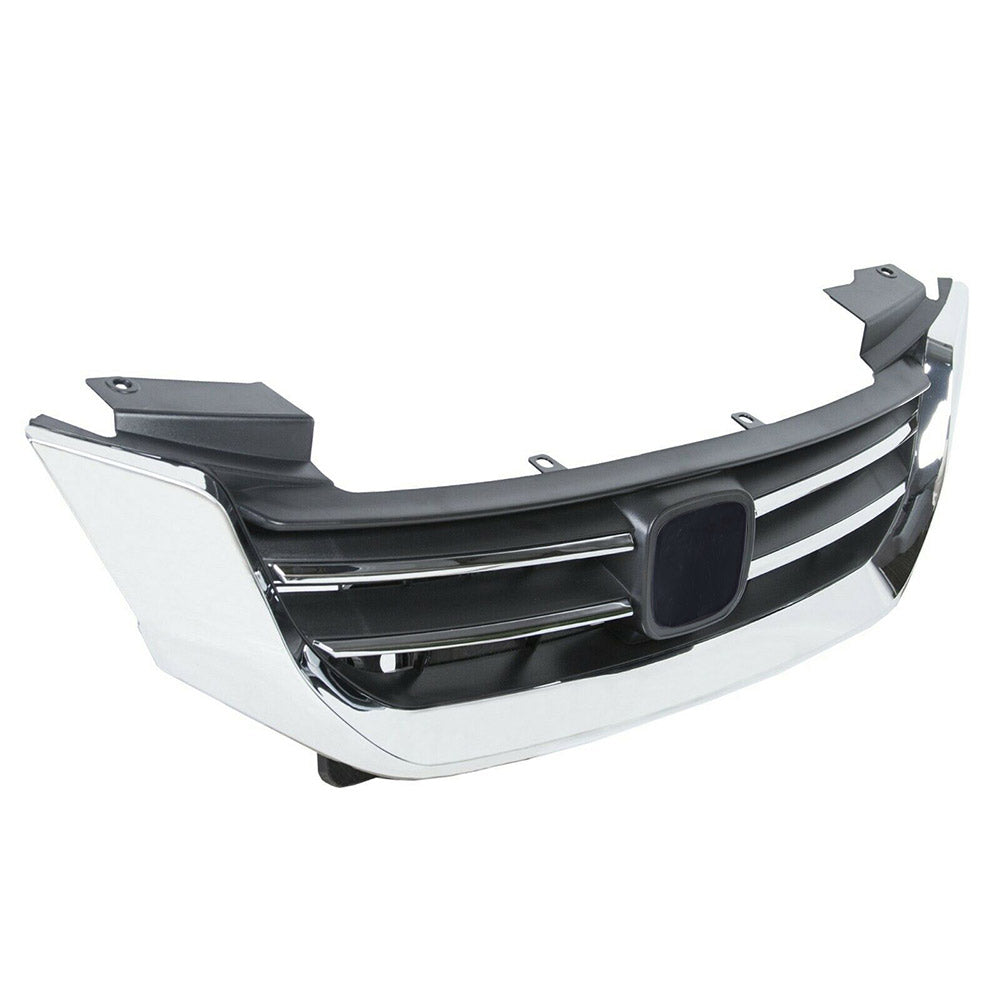 munirater Front Bumper Upper Grille Chrome & Black Replacement for 2013-2015 Accord 4 Door