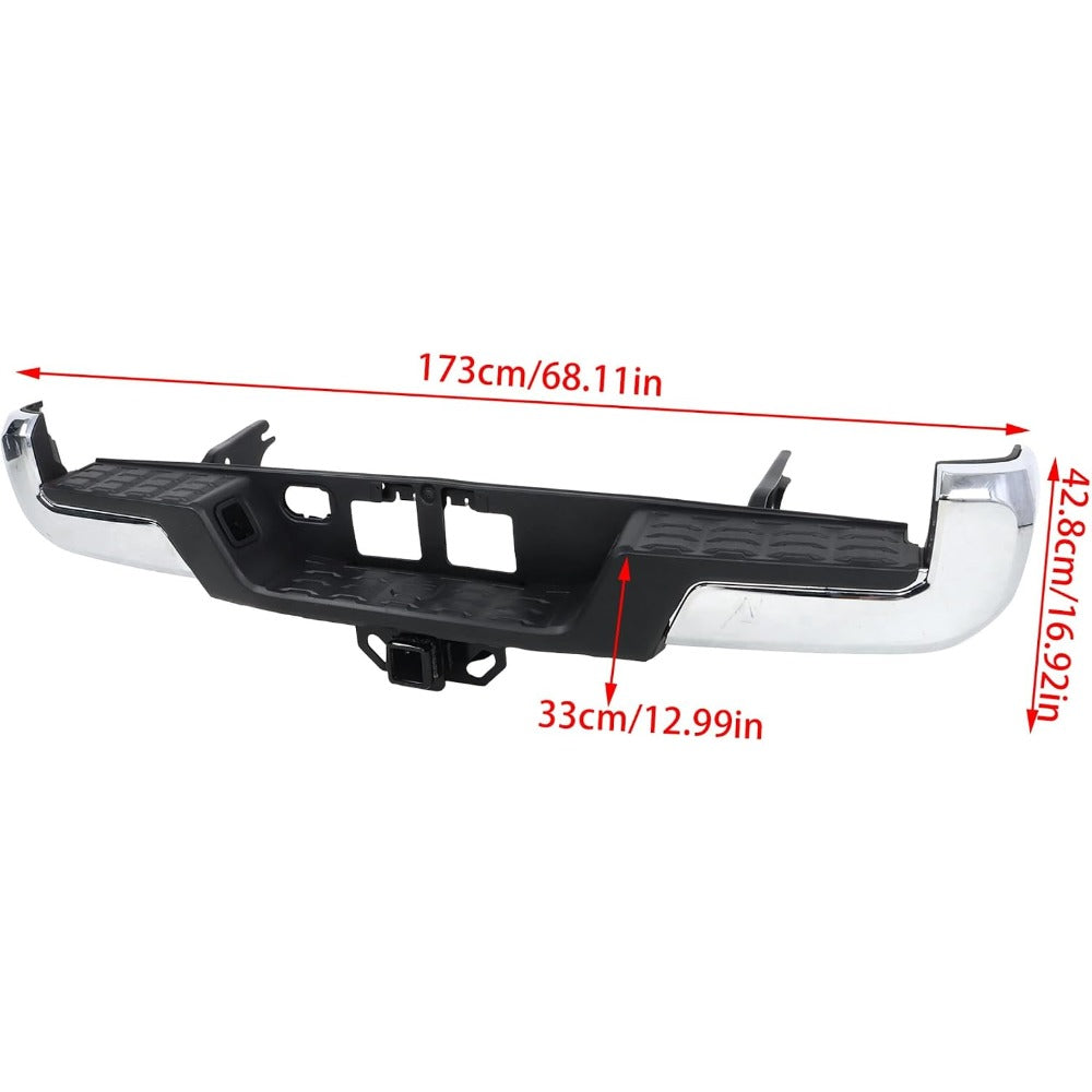 Chrome Steel Rear Step Bumper for Toyota Tacoma 2016-2023, TO1103129