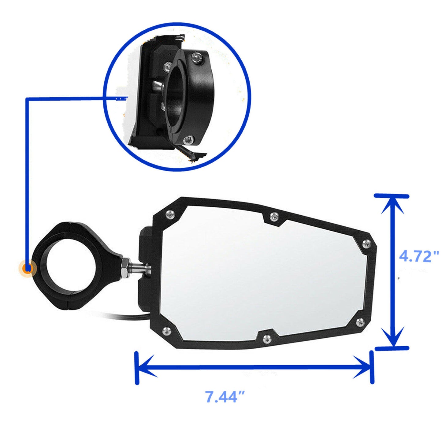 munirater Rear View Side Mirrors w/LED Lights Replacement for Polaris RZR UTV 1.75-2 Roll Cage