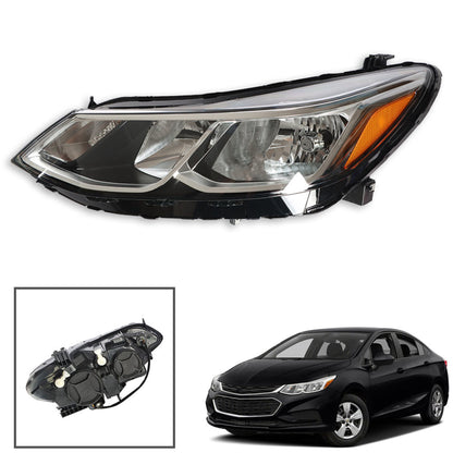 munirater Chrome Housing Halogen Headlight Assembly without LED D.R.L Replacement for 2016 2017 2018 2019 Cruze Model Driver Side