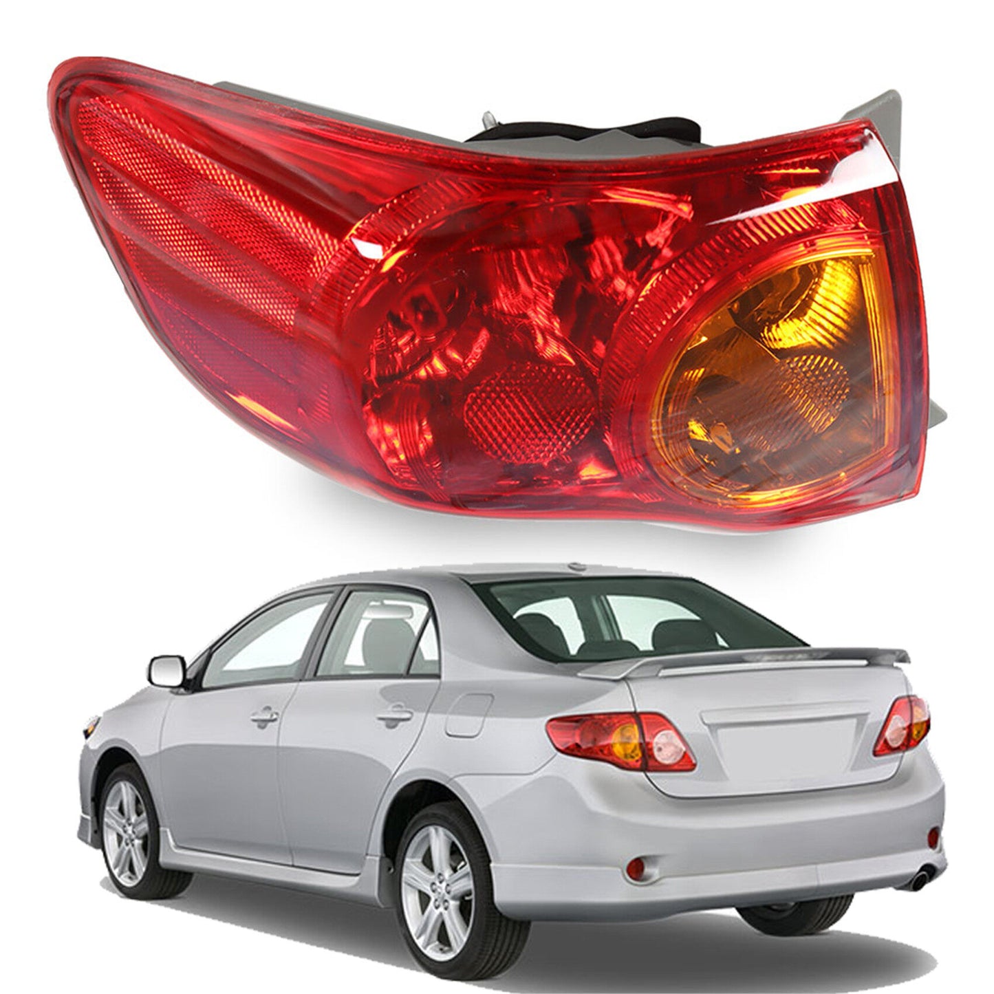 munirater Outer Body Left Tail Light Assembly Replacement for 2009-2010 Toyota Corolla OE-Style, Replaces Tail Light Rear Brake Lamp Driver Side