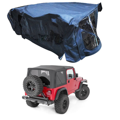 munirater 9070235 Black Diamond Top with Brown Side Windows Replacement for Wrangler TJ 1997-2006 2-Door