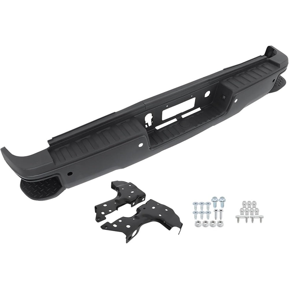 Black Rear Bumper for Chevrolet Silverado & GMC Sierra 2500 / 3500 2015-2019, SRW, with Sensor Holes